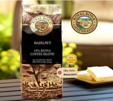   Royal Kona Coffee Hawaii - HAZELNUT Flavor - 8oz Ground Grind - 10 Kona Blend