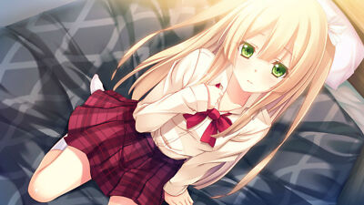 Anime innocent bullet bed blonde hair blush game cg  Custom Playmat Mat Pad