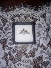 Genuine Moonstone Crystal Crown Ring Set 925