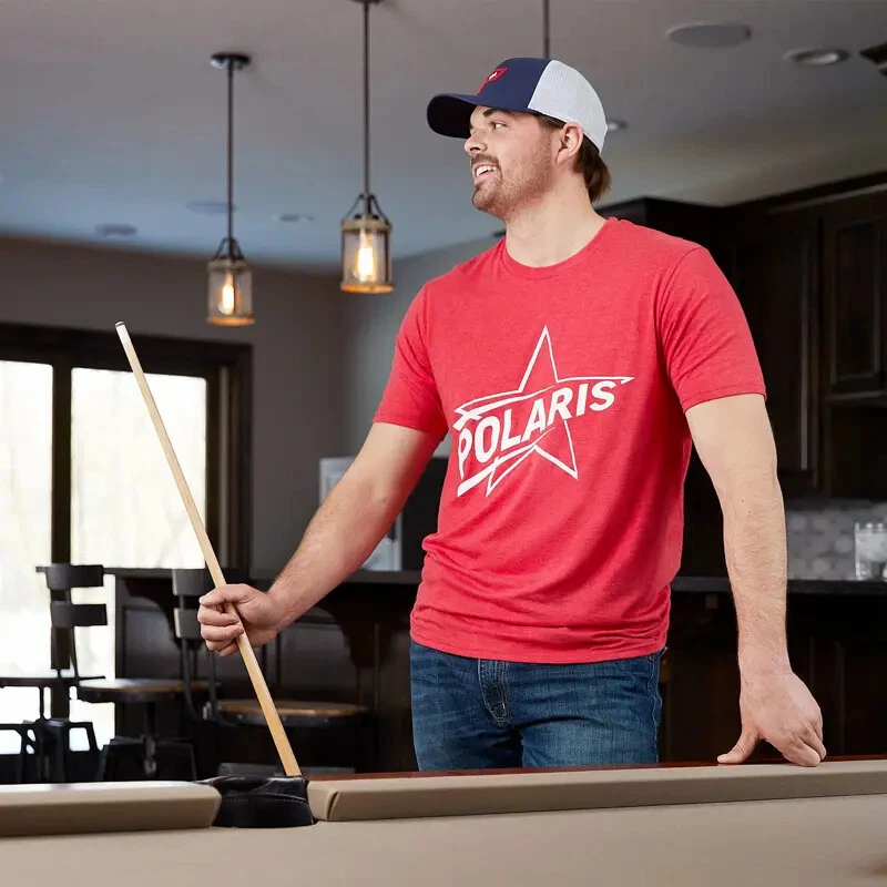 Polaris Snowmobile Men's Retro Star Tee T-Shirt - RED  - MEDIUM or  XL - NEW - Image 2 of 2