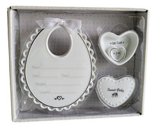 Baby Keepsake Gift Set 3-Pc Porcelain First Curl 1st Tooth Heart Box  Plaque
