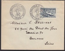 France enveloppe 1952 expo philatélie & agriculture timbre Croix-Rouge n°938 Y&T