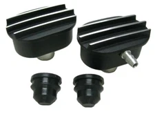 Black Finned Oval Air & PCV Breather Combo Valve Cover Nostalgia SBC BBC SBF BBF