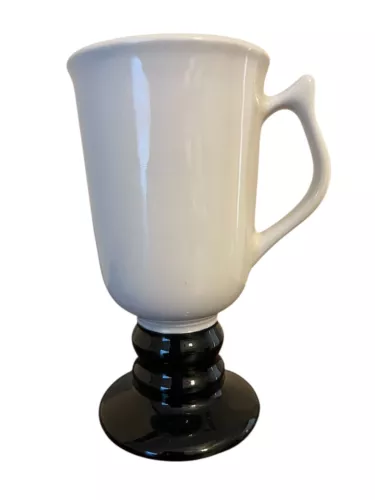 Vintage Hall Pottery Irish Coffee Black White Ceramic Cup Mug 1273 Cappuccino