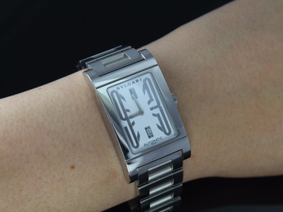 Authentic Bvlgari Bulgari RT45S Rettangolo Automatic White Dial Wrist Watch  | eBay