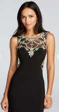 Betsy & Adam Size 2 Sheer Low Back Crystal Beading Mini Prom Dress