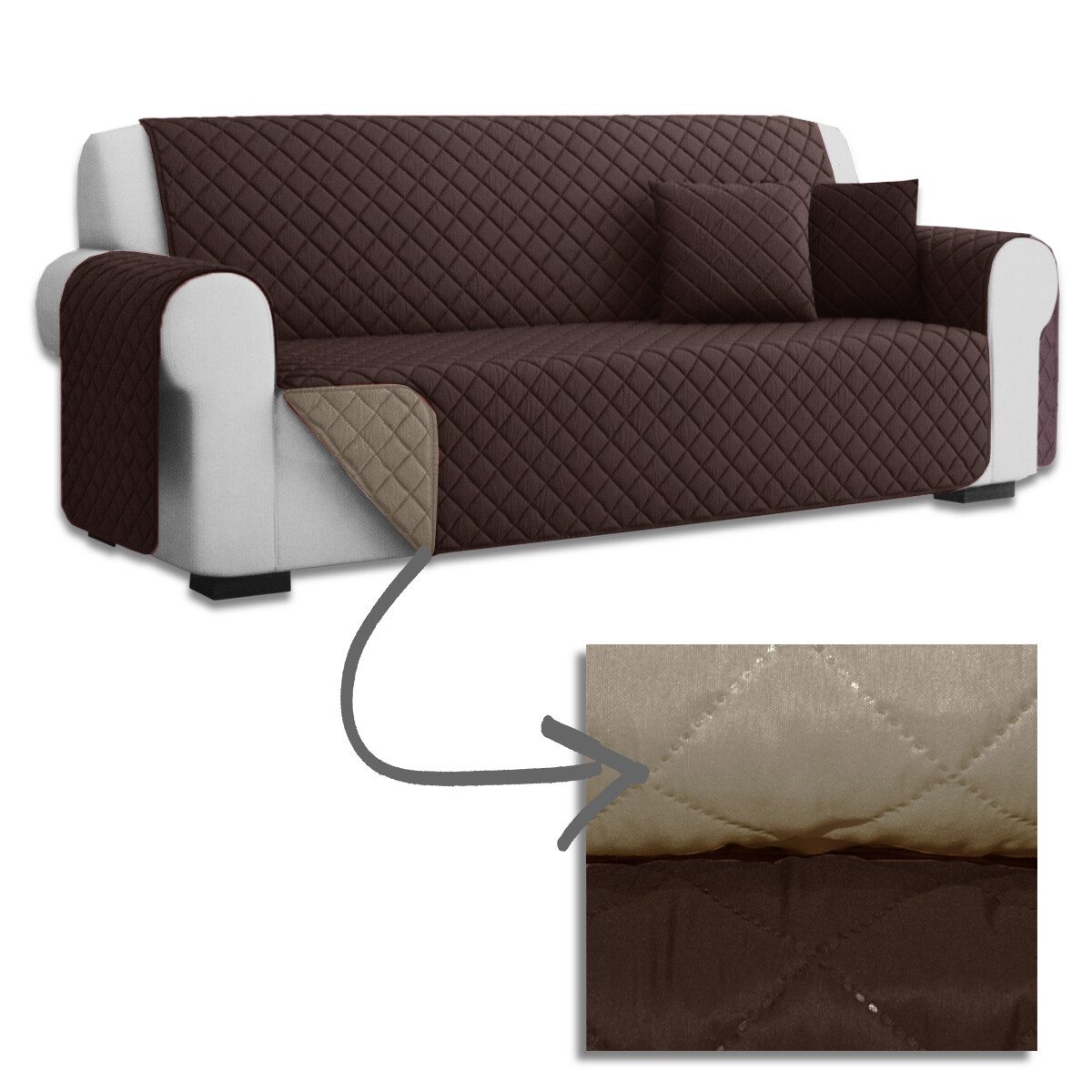 emmevi Copridivano Trapuntato Imbottito Double Face Salva Proteggi Divano Morbido Elegante 3 Posti Blu