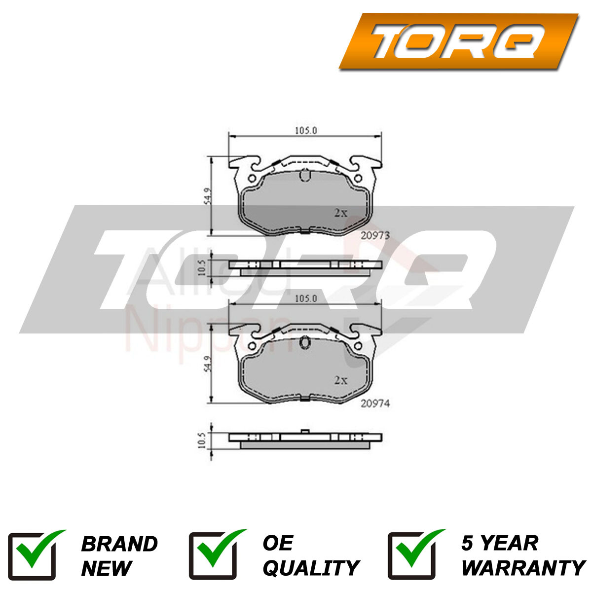 Brake Pads Set Rear Torq Fits Renault Clio Peugeot 206 106 306 +
