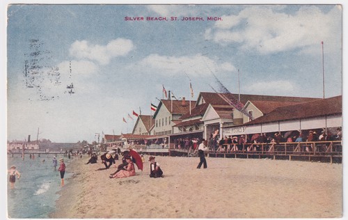 MICHIGAN ST JOSEPH SILBER STRANDPROMENADE GESCHICKT 1909 NACH HEURY HANDY, CHICAGO IL