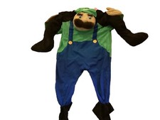 Adult Super Mario Bros Luigi Green Plumber Piggyback Halloween Costume Ride On