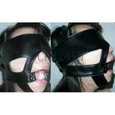 Bondage PU Leather Open Mouth Gag Blindfold Eye Mask Harness Restraint Ring BDSM
