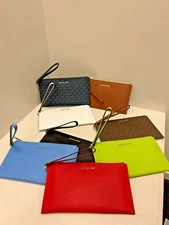 Michael Kors Ladies Large Fashion Leather or PVC Top Zip Clutch Wristlet Wallet