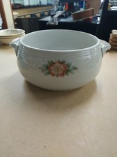 Vtg. Hall's Superior Quality Kitchenware Rose White 658 Soup Tureen Made in USA