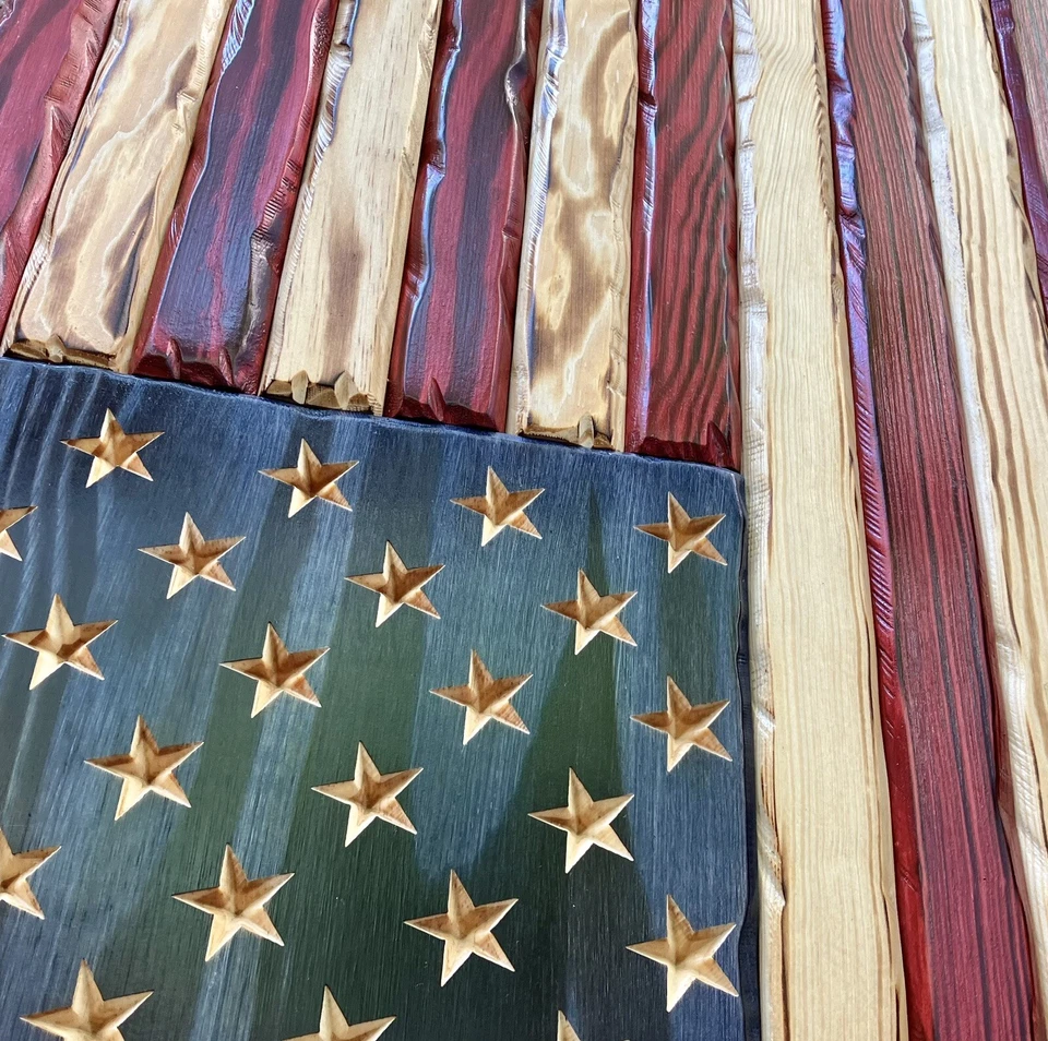 Distressed American Flag, Rustic American Flag, Betsy Ross, Wooden Flag - Image 3 of 4