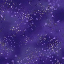 Laurel Burch Basics GLITTER Dark PURPLE Gold Metallic Fabric By the FQ - 1/4 YD