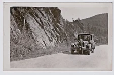 Old Car Automobile Boy Sitting on Bumper Rocky Terrain Real Photo Postcard RPPC