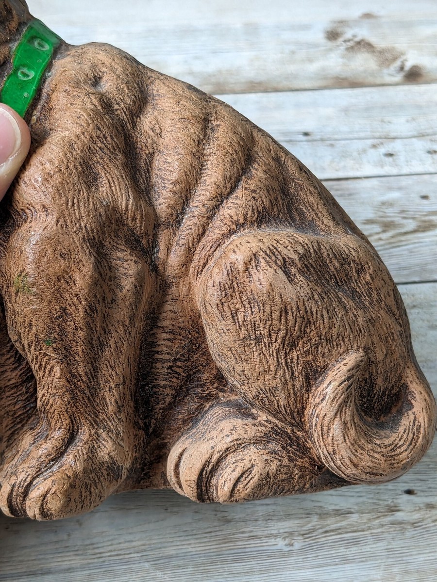 1930〜40s VINTAGE SERUGO RUBBER FIRE DOG Syroco Wood Bulldog Green Collar Original 1930's USA Statue