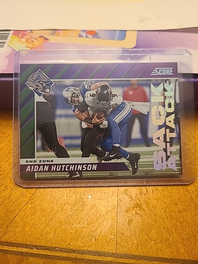 2024 Score Football Aiden Hutchinson #6 Sack Attack - Endzone #6 6/6 BOOKEND 6/6
