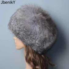 Fashion Real Fur Winter Hats Women Natural Fur Hat Fluffy Female Round Cap
