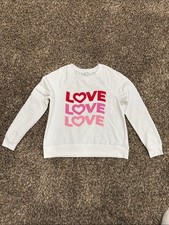 Women's White LOVE Graphic Crewneck Sweatshirt Size S