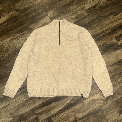 Rainforest Textured Knit Wool Blend Quarter-Zip Pullover Sweater Men's Size L
