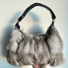 New Genuine Fox Fur Handbag, Opulent Patchwork Designer Purse for Women