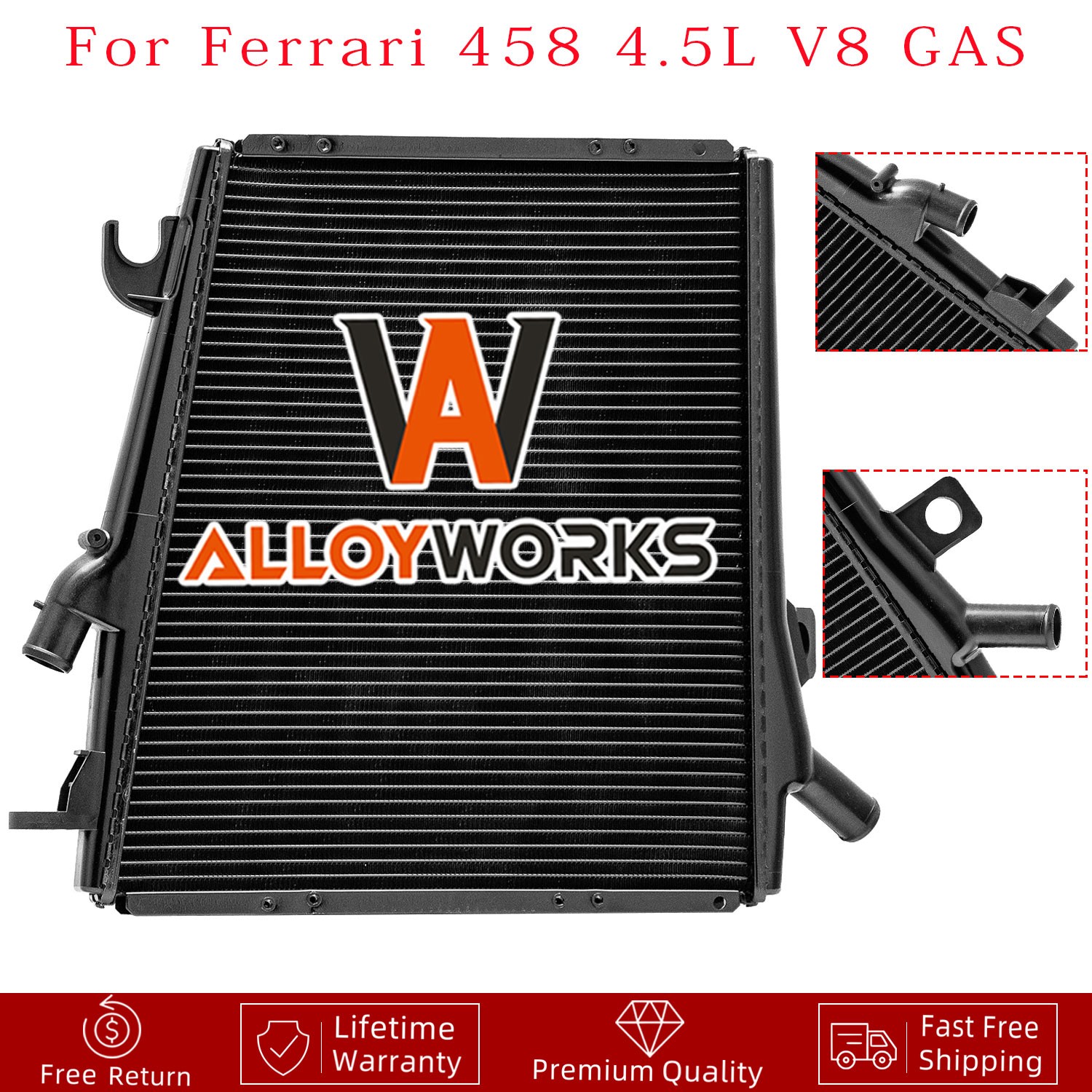 262837 Left Water Radiator For 2010-2015 2014 Ferrari 458 4.5L 4499CC V8 GAS