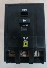 Square D QO380 3 Pole 80 Amp  Circuit Breaker W# NTO