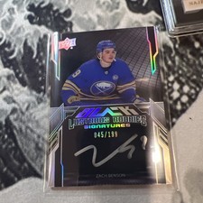 23-24 SPx Hockey UD Black Lustrous Rookie Signature Auto Zach Benson (45/199)