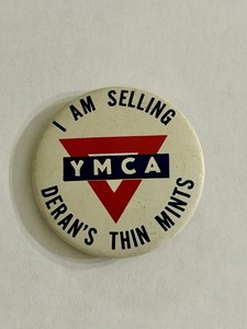 1960s YMCA I’m Selling Deran’s Thin Mints  2 1/4” Litho Advertising Button