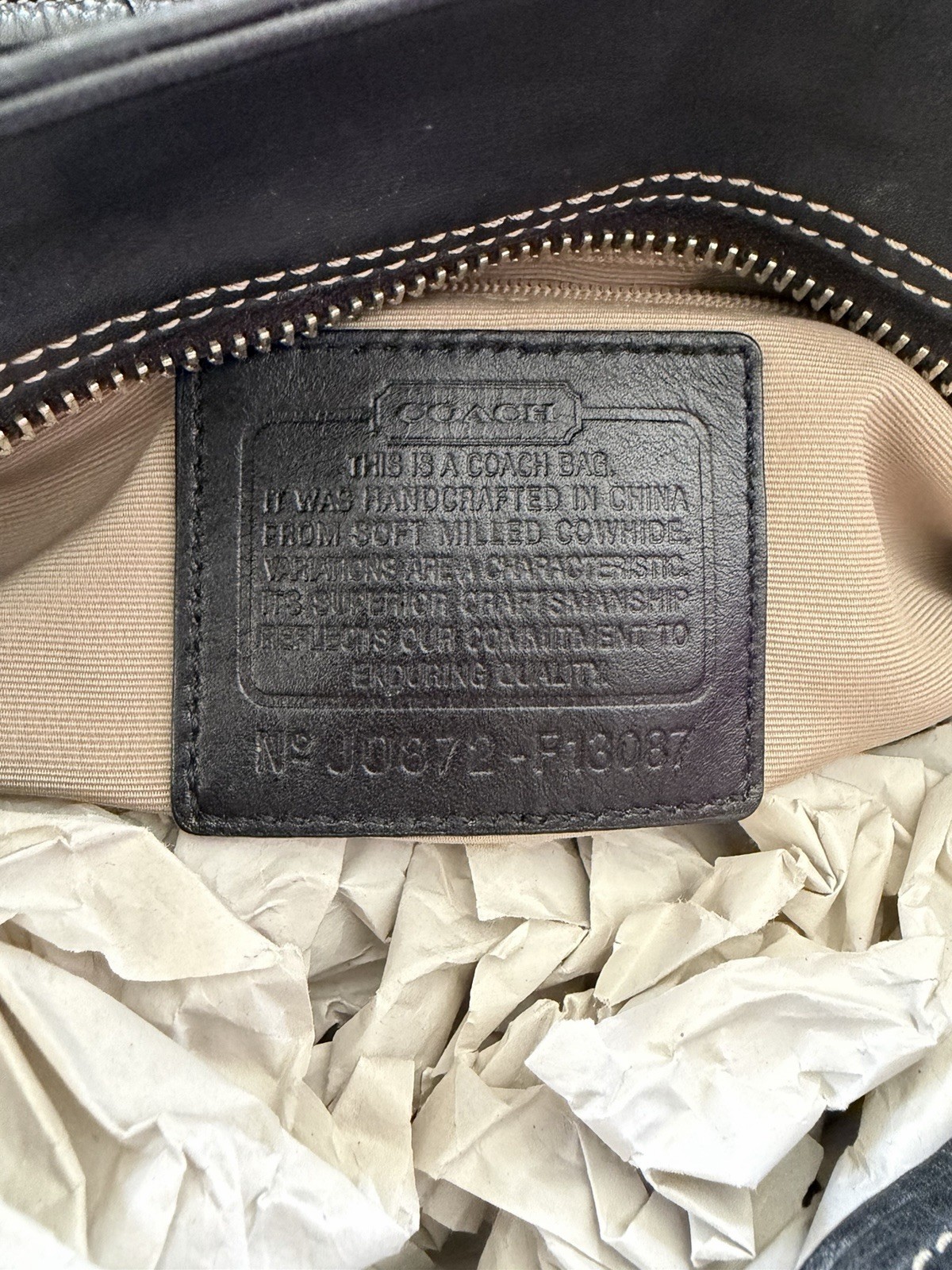Vintage Coach Hampton Satchel Pebbled black leather bag with tag image 3
