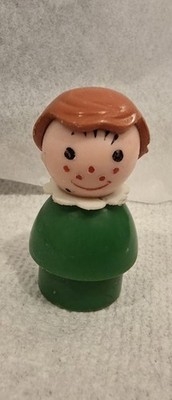 Fischer Price Little People Ginger Freckles green dress red hair girl vtg