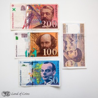 FRANCE: Set of 4 French Franc Banknotes.
