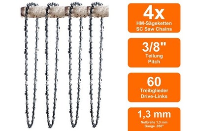 4 Sägeketten passend für Oleo-Mac 251 SUPER | 40cm 3/8 60TG 1,3mm
