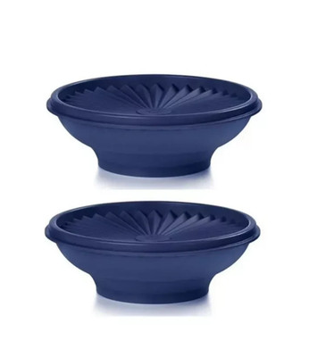 Tupperware Servalier Salad Bowls 2 Cups Dark Blue 2 Pc Set EASY-LOCK!  