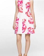 Calvin Klein Pink & White Fit/Flare A-LineFloral Dress Size 2 NWT