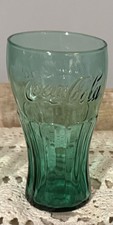 Coca Cola Dark Emerald Green Drinking Glass Embossed Logo Genuine 12oz. - Qty 1