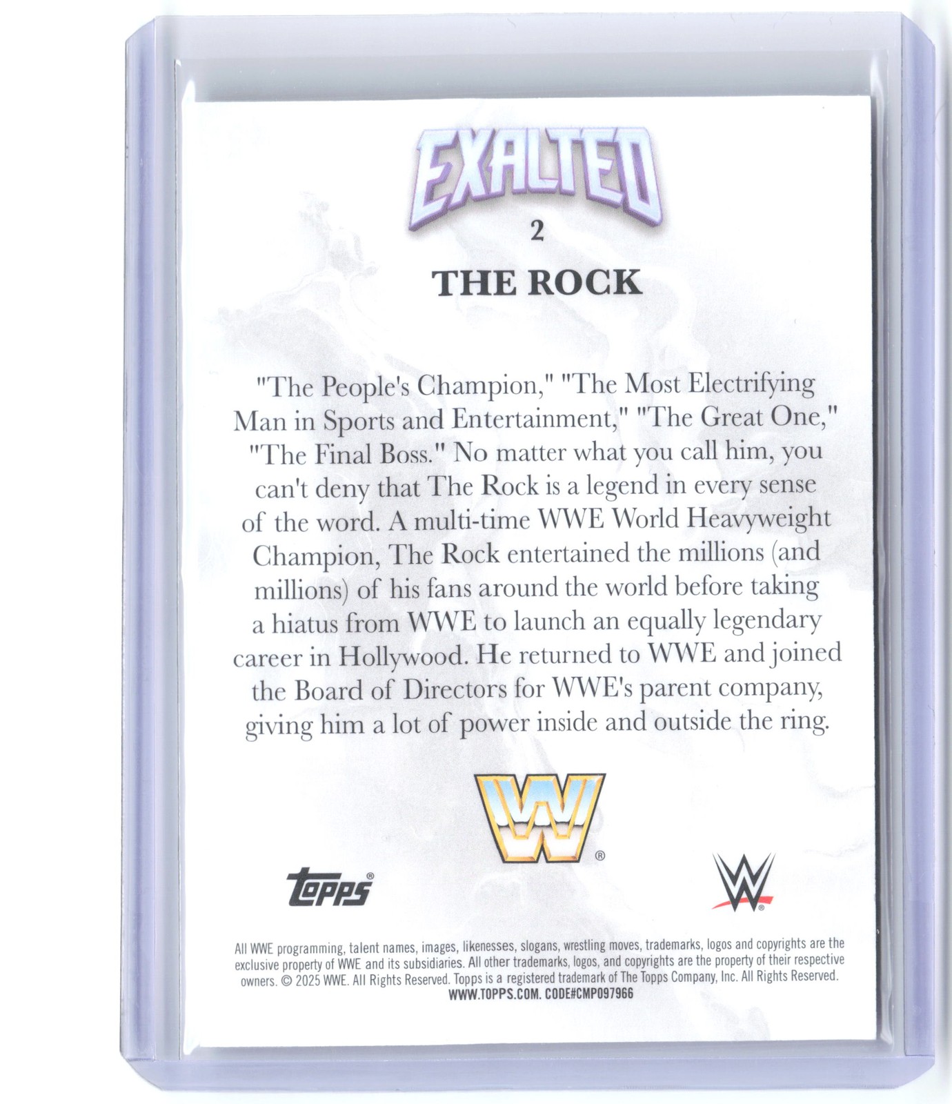 2025 Topps Exalted WWE #2 The Rock Green /50 view 2