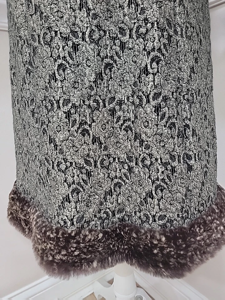 Vestido Chanel 05A Jacquard Metálico con Ribete de Piel y Mangas Desmontables/Deslizamiento 40 Foto 4 de 4