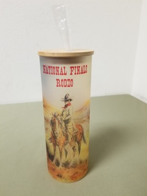 New Pro Rodeo NFR Ranchin Out West Frosted Glass 24 oz. Tumbler.
