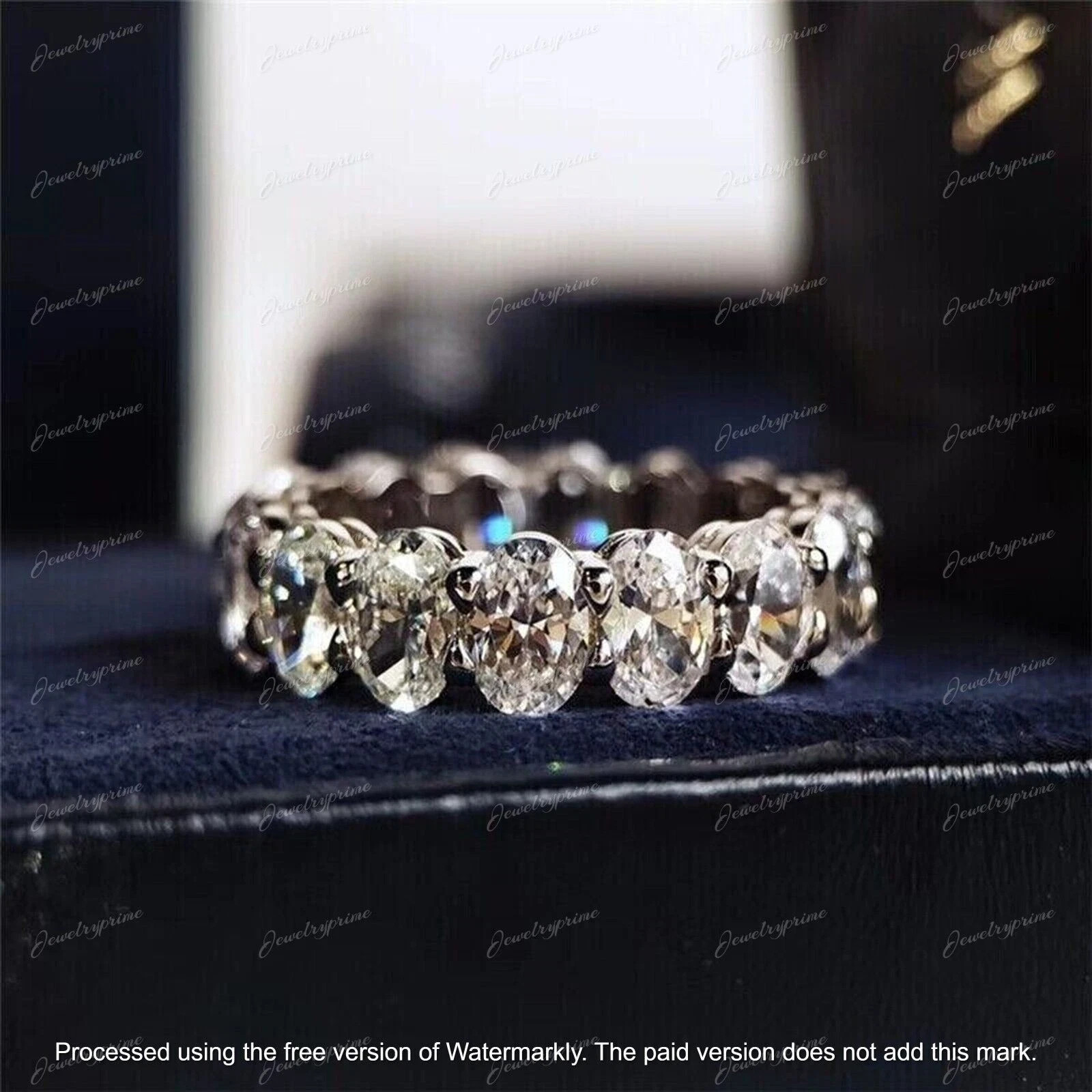 2Ct Oval Cut Lab Created Diamond Women Eternity Band Ring 14K White Gold Plated