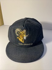 Vintage Denim Colorado Cap Hat Embroidered Big Horn Ram Made In USA