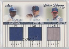 2004 Fleer Classic Clippings Jersey Rack Triple /225 Sammy Sosa Kerry Wood 2s2