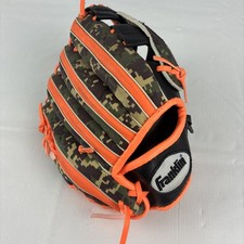 Franklin Sports DigiTek 9.5" Youth Baseball Glove Digital Camo Orange Laces