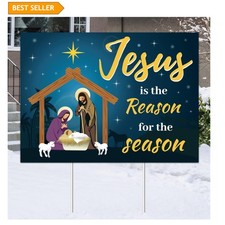 Religious Christmas Yard Sign - Jesus Is The Reason for The Season Outdoor De...
