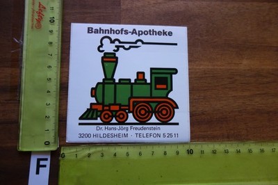 Alter Aufkleber Medizin Gesundheit BAHNHOFS-APOTHEKE Hildesheim