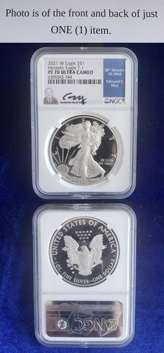 2021 W American Silver Eagle $1 NGC PF70 Type 1 Edmund C. Moy Signed Ultra Cameo