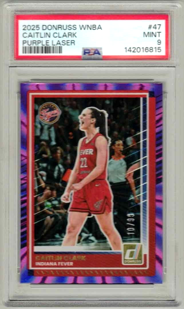 CAITLIN CLARK 2025 Donruss WNBA #47 Indiana Fever PSA 9 Mint PURPLE /99 LASER!