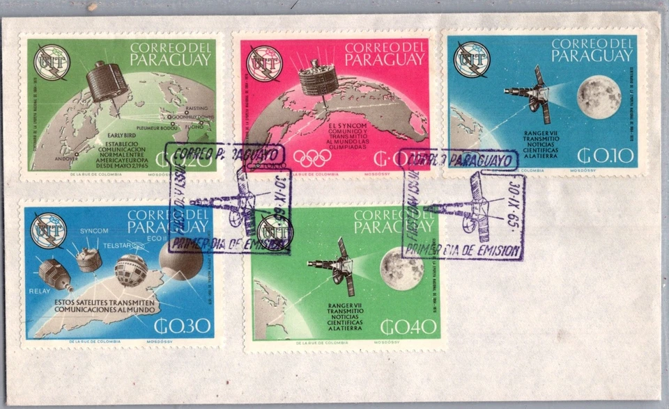 PARAGUAY 1965 POSTAL FDC COVER MULT FRANKING COMM SPACE SPECIAL PICT POSTMARK - Image 2 of 2