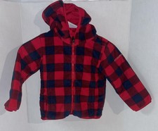 Columbia Kids 4T Reversable Jacket Plaid Fleece Red Puffer Zip Front Fast Ship